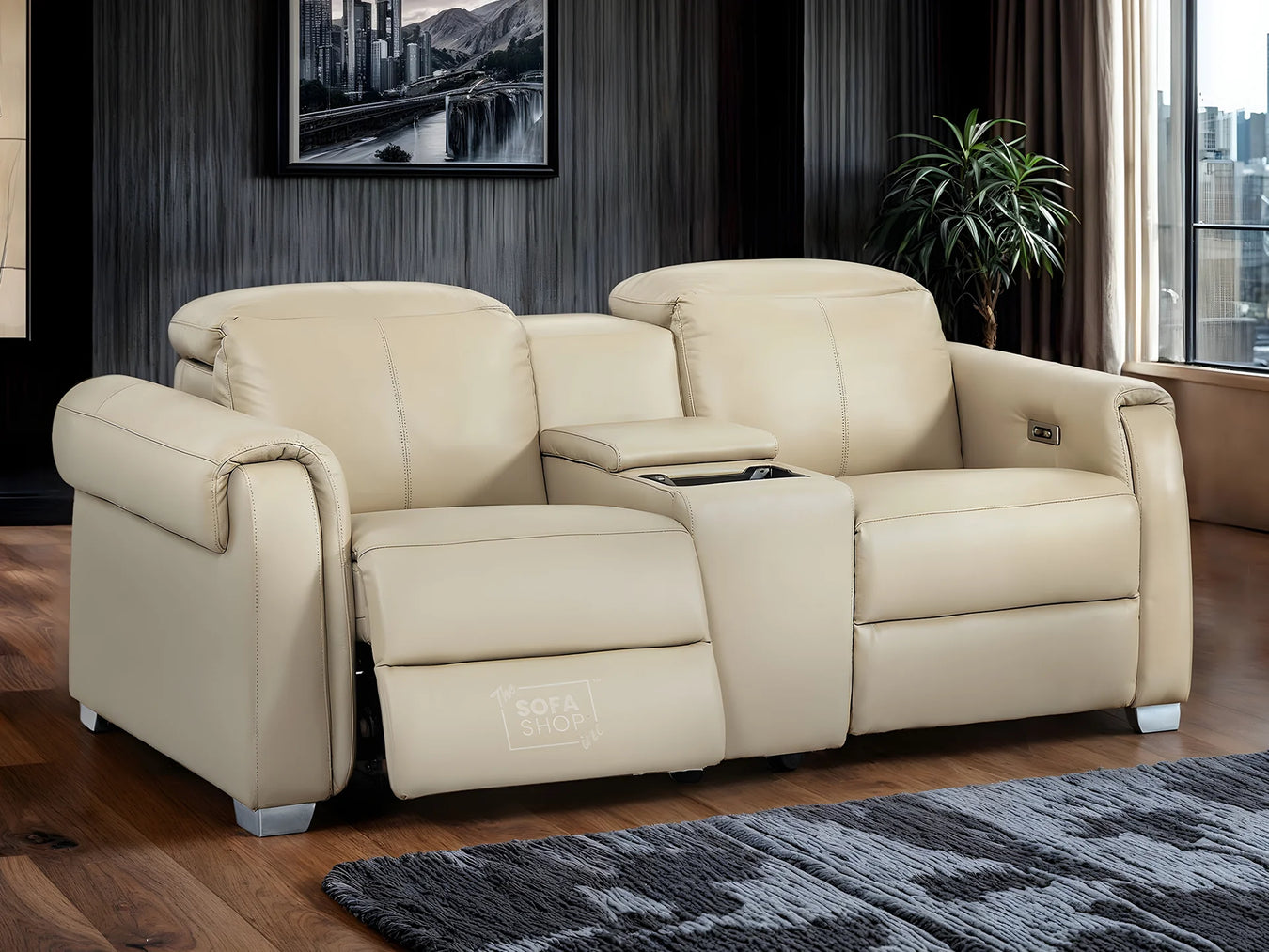 Ivory Real Leather Recliner Sofas