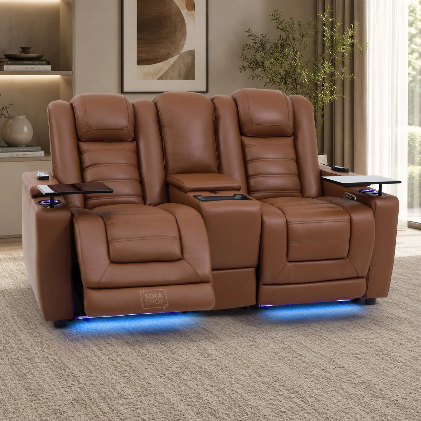 Brown Real Leather Recliner Sofas