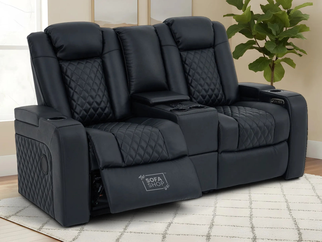 Black Real Leather Recliner Sofas