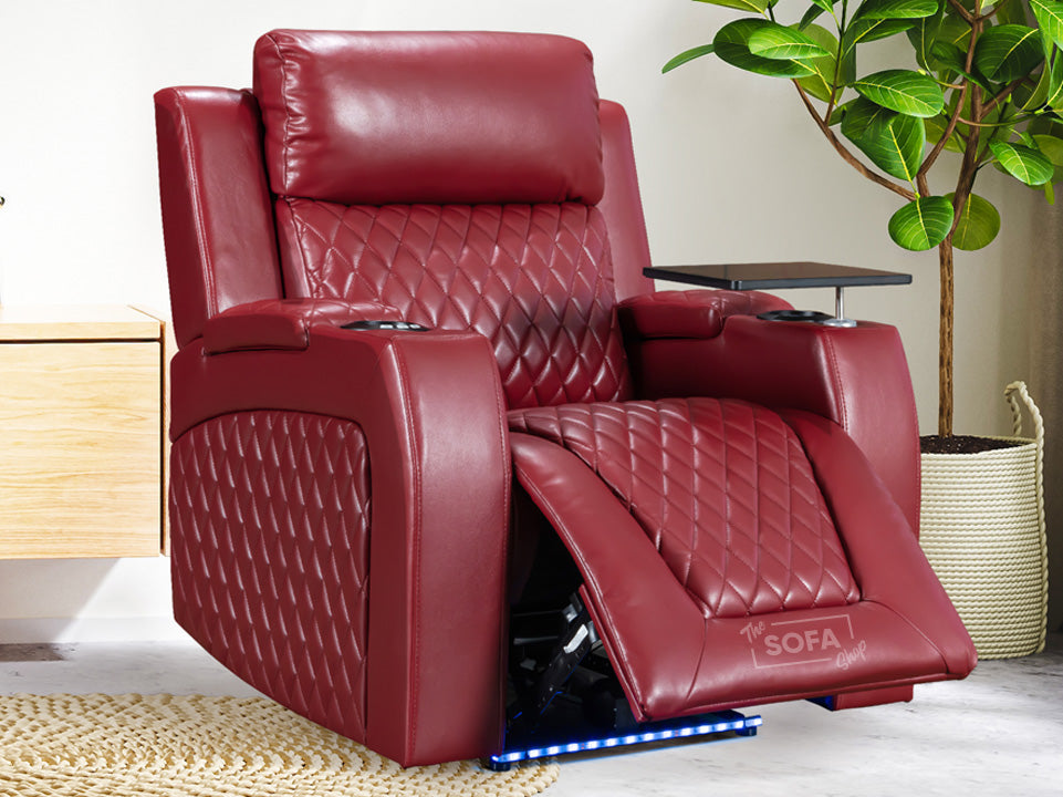Red Real Leather Recliner Sofas