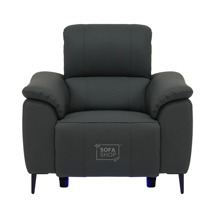 1 Seater Smart Electric Recliner Chair | Dark Blue Real Leather | Torino