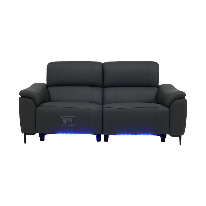 3 Seater Smart Electric Recliner Sofa | Dark Blue Real Leather | Torino