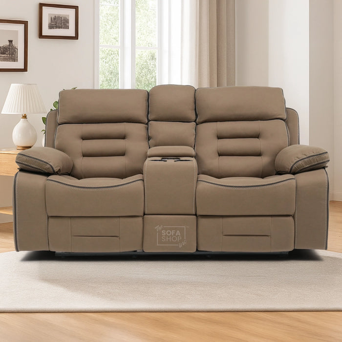 2 Seater Smart Tech Electric Recliner Cinema Sofa |Mocha Brown Fabric | Tuscany