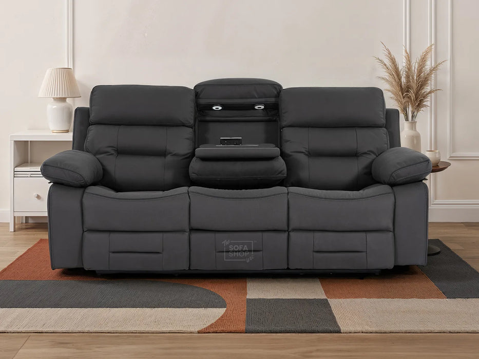 3 Seater Smart Tech Electric Recliner Cinema Sofa | Grey Fabric | Sicily