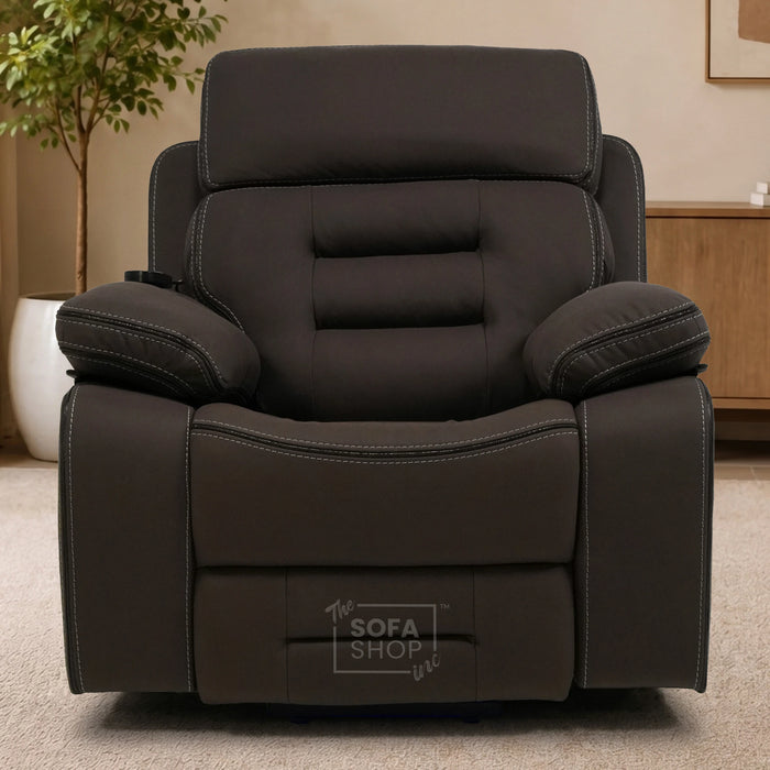 1 Seater Smart Tech Riser Recliner Cinema Chair | Dark Brown Fabric | Tuscany