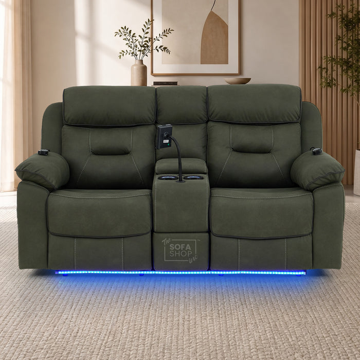 2 Seater Smart Tech Electric Recliner Cinema Sofa | Green Fabric | Florence