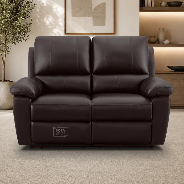 2 Seater Electric Recliner Sofa | Brown Real Leather | Trento