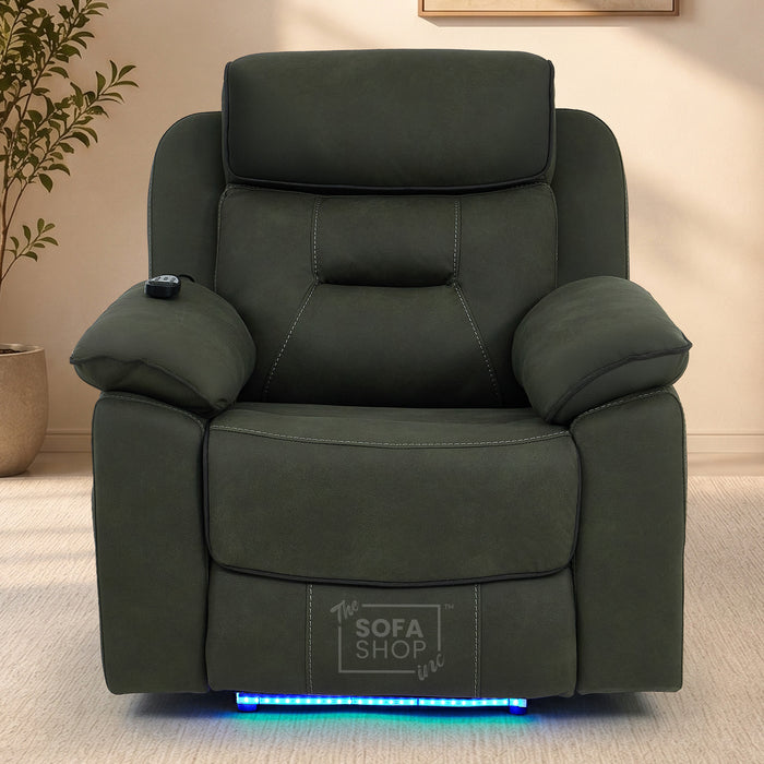 1 Seater Smart Tech Electric Recliner Cinema Chair | Green Fabric | Florence