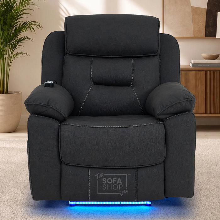 1 Seater Smart Tech Electric Recliner Cinema Chair | Charcoal Grey Fabric | Florence