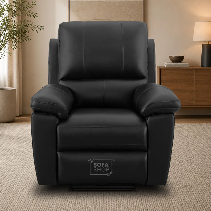 1 Seater Electric Recliner Chair | Black Real Leather | Trento