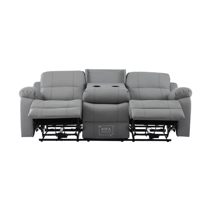 3 Seater Electric Recliner Sofa | Light Grey Real Leather | Trento