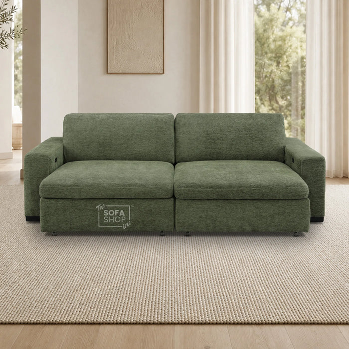 2 Wide Seat Green Electric Sliding Sofa | Palma