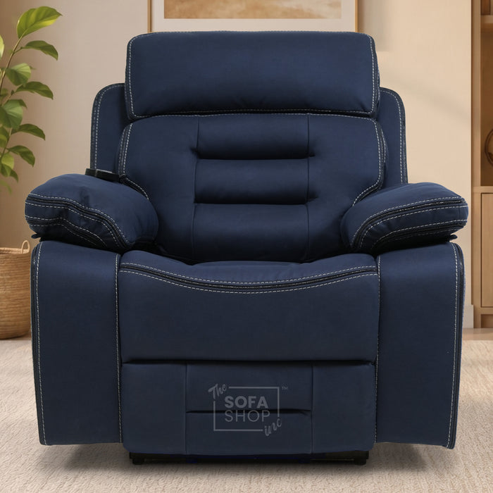1 Seater Smart Tech Riser Recliner Cinema Chair | Blue Fabric | Tuscany