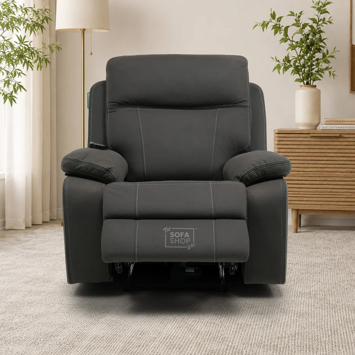 1 Seater Smart Tech Electric Recliner Cinema Chair | Grey Resilience Fabric | Sample | Vinsonova