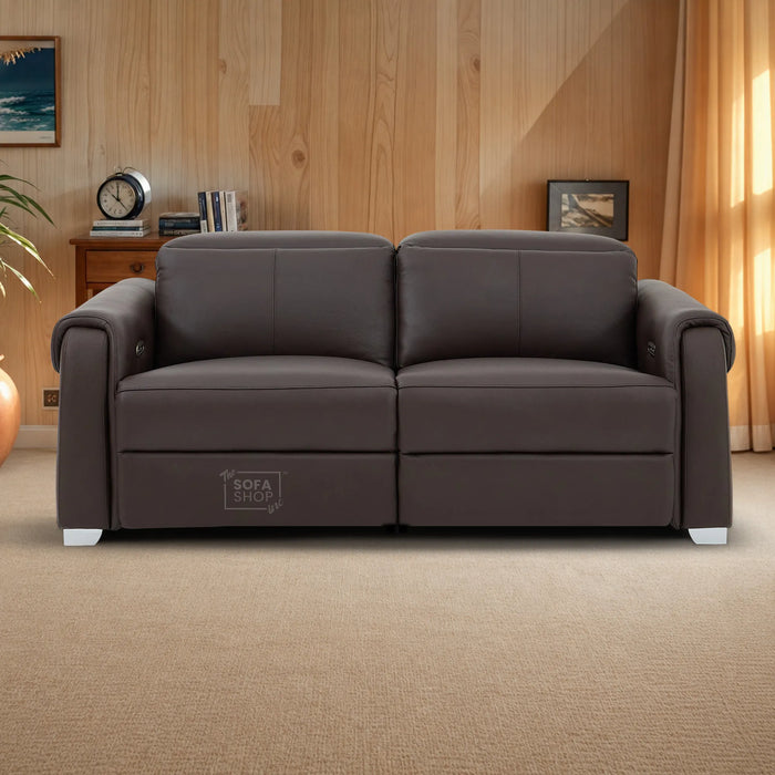 3 Seater Electric Recliner Sofa | Brown Real Leather | Turin
