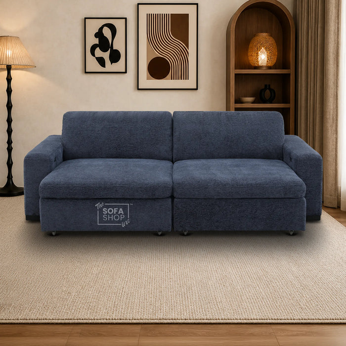 2 Wide Seat Blue Electric Sliding Sofa | Palma