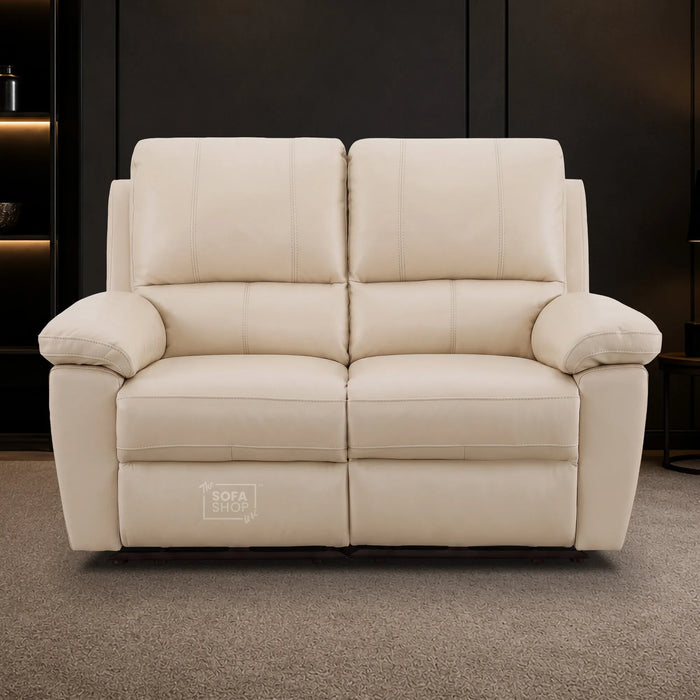 2 Seater Electric Recliner Sofa | Cream Real Leather | Trento