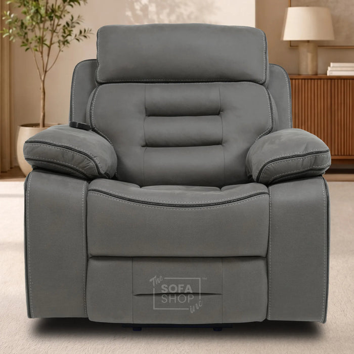 1 Seater Smart Tech Riser Recliner Cinema Chair | Graphite Grey Fabric | Tuscany