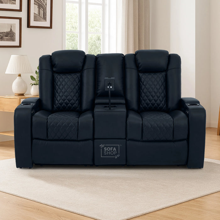 2 Seater Smart Tech Electric Recliner Cinema Sofa | Luxury Theatre Seating | Black Real Leather| Milano