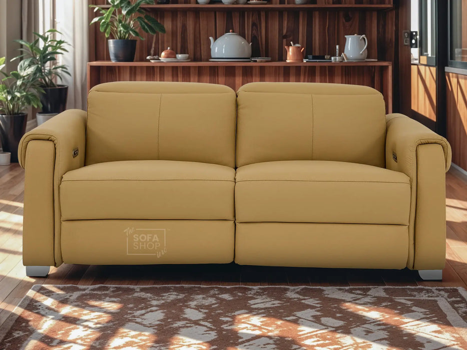 3 Seater Electric Recliner Sofa | Tan Real Leather | Turin