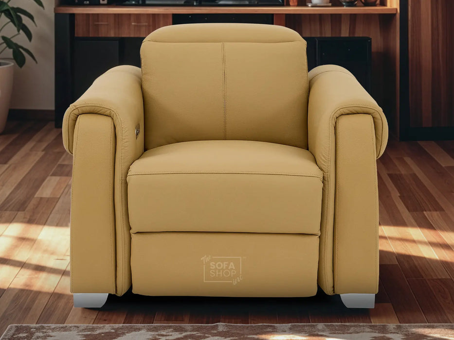 1 Seater Electric Recliner Chair | Tan Real Leather | Turin