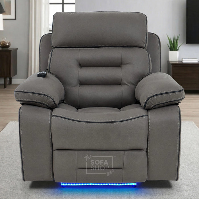 1 Seater Smart Tech Electric Recliner Cinema Chair | Graphite Grey Fabric | Tuscany
