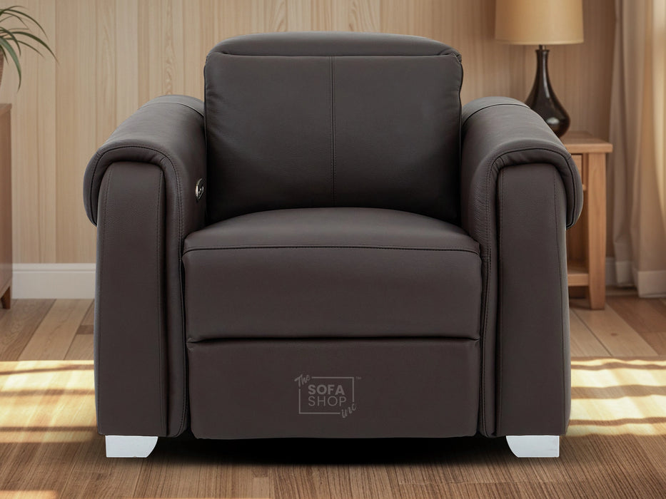 1 Seater Electric Recliner Chair | Brown Real Leather | Turin