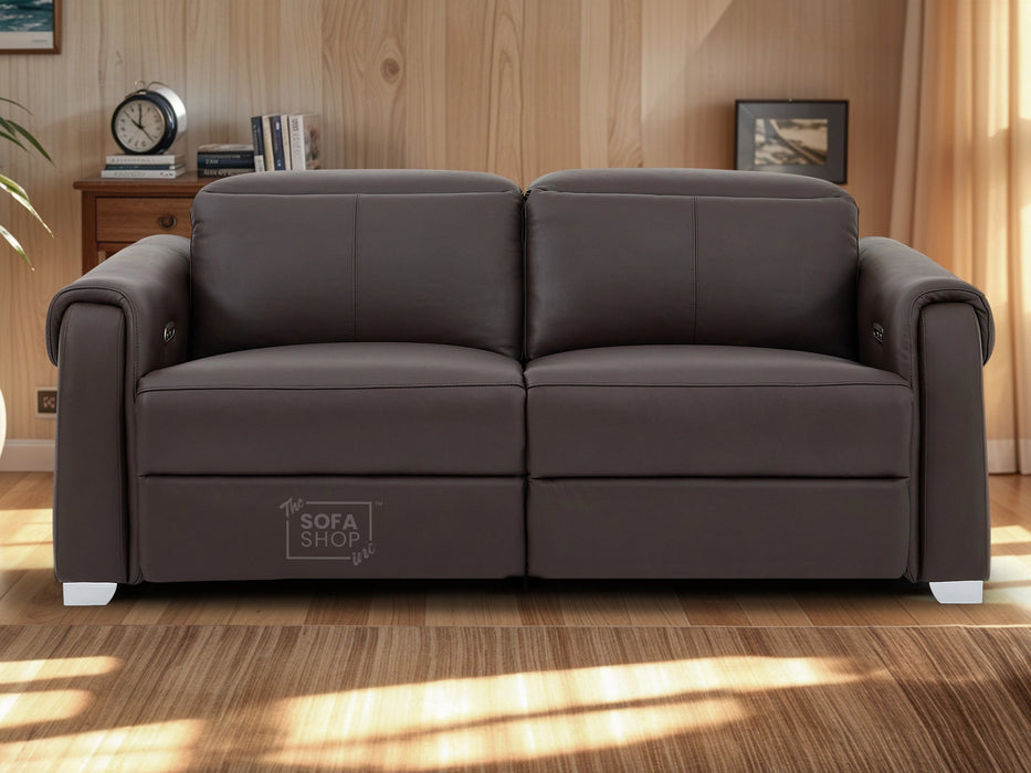 3 Seater Electric Recliner Sofa | Brown Real Leather | Turin