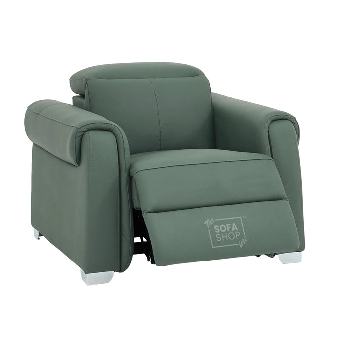 1 Seater Electric Recliner Chair | Green Real Leather | Turin