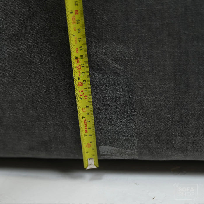1 Seater Static Grey Fabric Sofa With Freestanding Flexibility | Tape Marks On Arms & Black Mark At Back | Vicenza | SHS 28 | The Sofa Shop