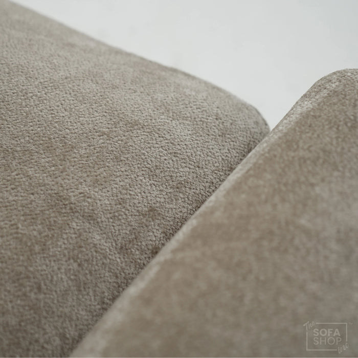 Static Beige Fabric 2 Seater Couch With Removable Cushions, Static Design | Dent On RHF Arm | Genova | SHS 26 | The Sofa Shop