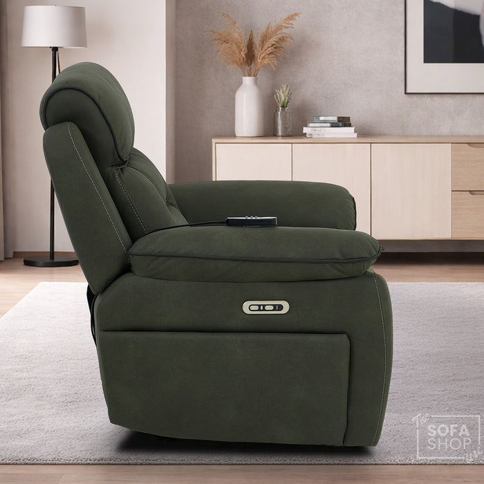 1 Seater Smart Tech Electric Recliner Cinema Chair | Green Fabric | Florence