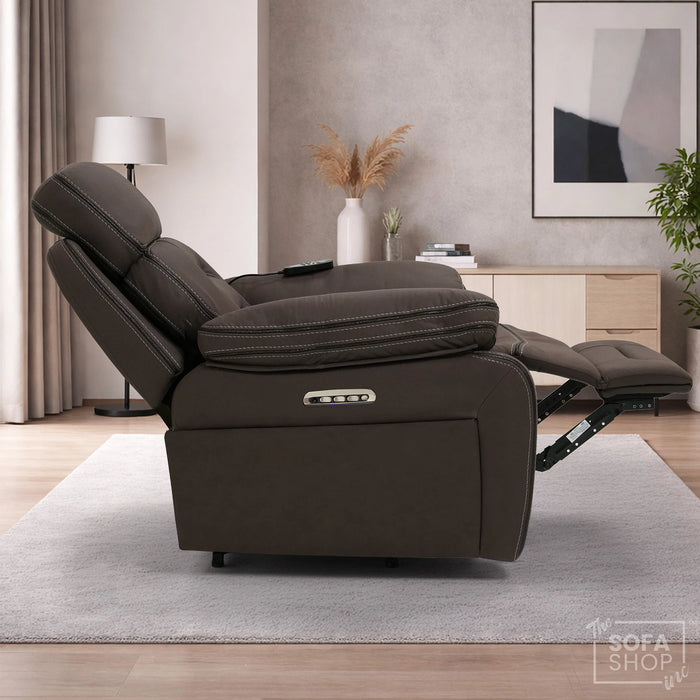 1 Seater Smart Tech Riser Recliner Cinema Chair | Dark Brown Fabric | Tuscany
