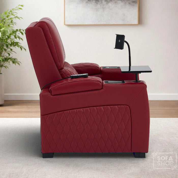 1 Seater Smart Tech Electric Recliner Cinema Chair | Luxury Theatre Seating | Red Real Leather | Assisi