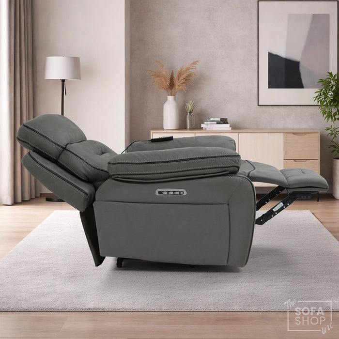 1 Seater Smart Tech Riser Recliner Cinema Chair | Graphite Grey Fabric | Tuscany