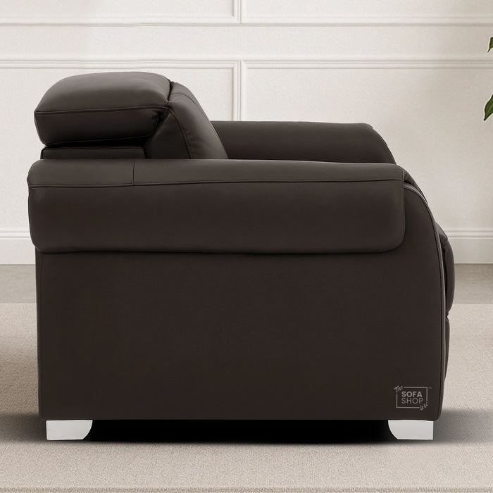 1 Seater Electric Recliner Chair | Brown Real Leather | Turin