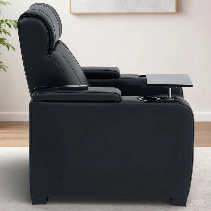 1 Seater Smart Tech Electric Recliner Cinema Chair | Luxury Theatre Seating | Black Real Leather | Rimini