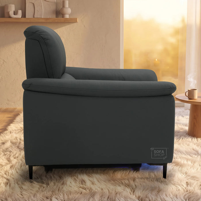 1 Seater Smart Electric Recliner Chair | Dark Blue Real Leather | Torino