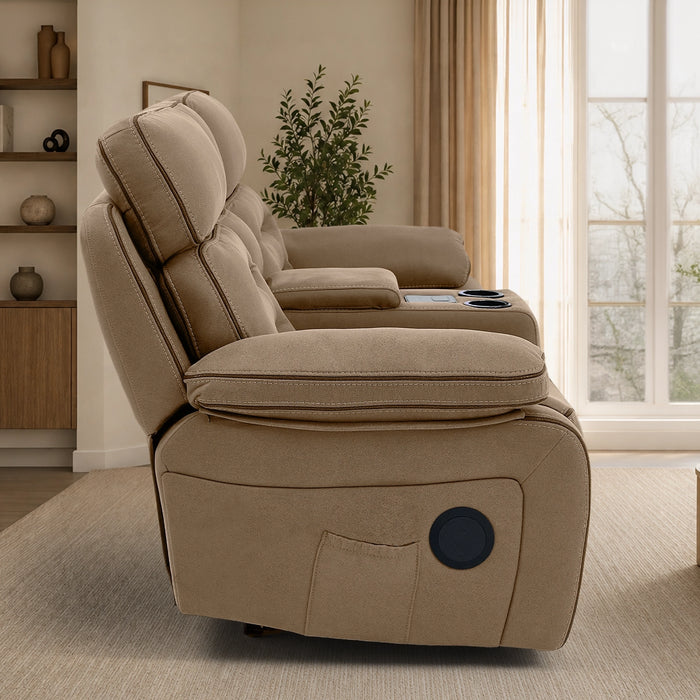 2 Seater Smart Tech Electric Recliner Cinema Sofa |Mocha Brown Fabric | Tuscany