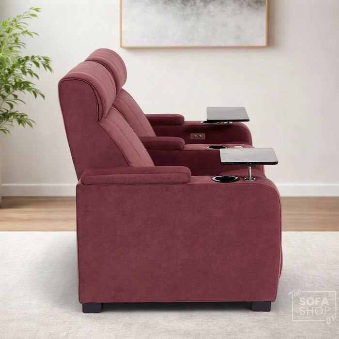 2 Seater Smart Tech Electric Recliner Cinema Sofa | Luxury Theatre Seating | Purple Velvet Fabric | Rimini