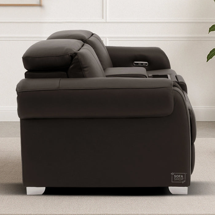 2 Seater Electric Recliner Sofa | Brown Real Leather | Turin