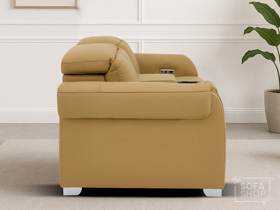 2 Seater Electric Recliner Sofa | Tan Real Leather | Turin