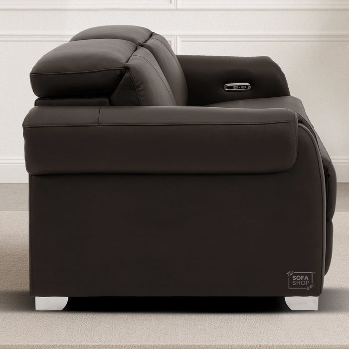 3 Seater Electric Recliner Sofa | Brown Real Leather | Turin