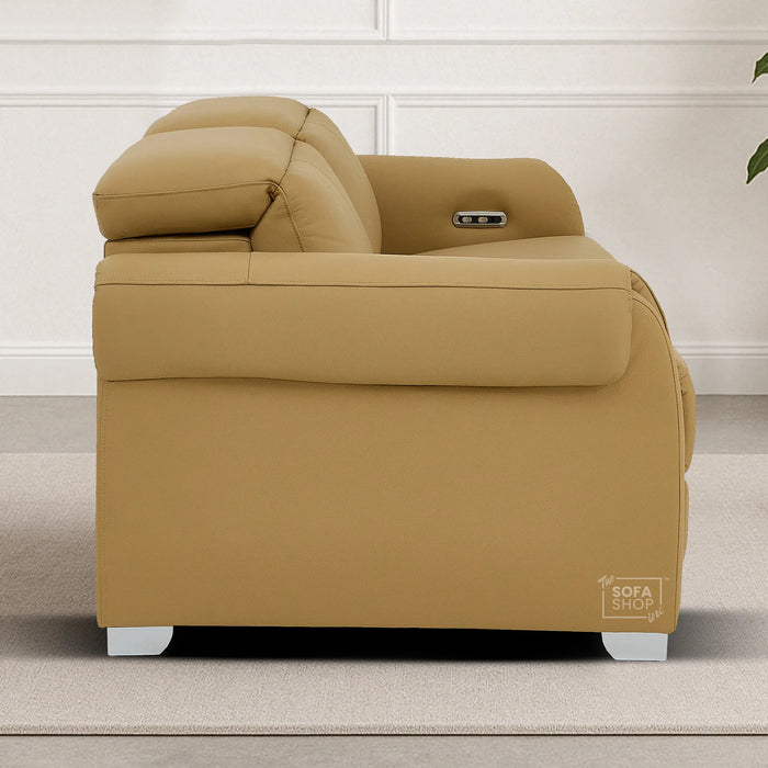 3 Seater Electric Recliner Sofa | Tan Real Leather | Turin