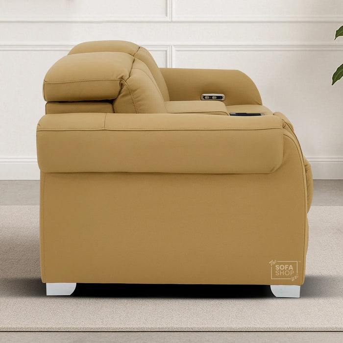 2 Seater Electric Recliner Sofa | Tan Real Leather | Turin