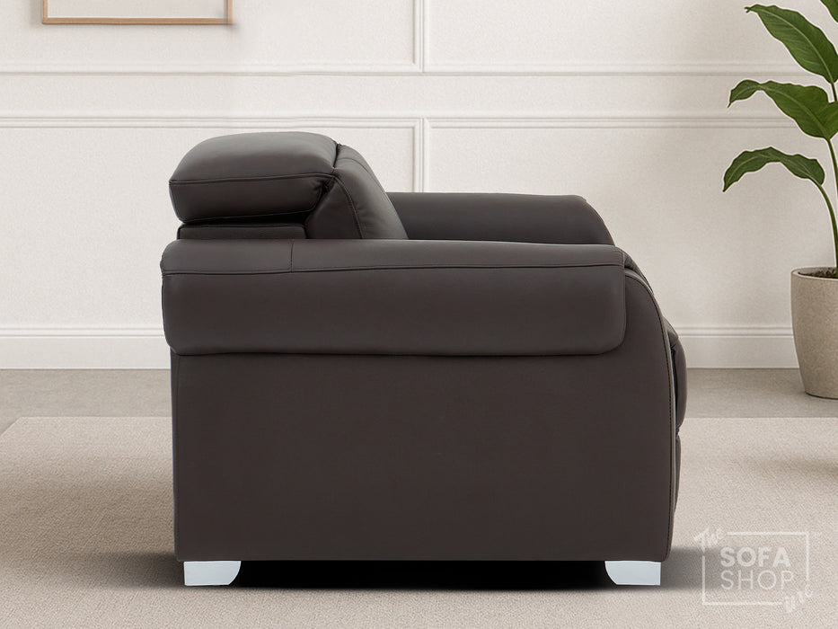 1 Seater Electric Recliner Chair | Brown Real Leather | Turin