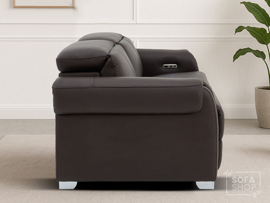 3 Seater Electric Recliner Sofa | Brown Real Leather | Turin