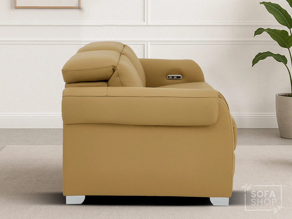 3 Seater Electric Recliner Sofa | Tan Real Leather | Turin
