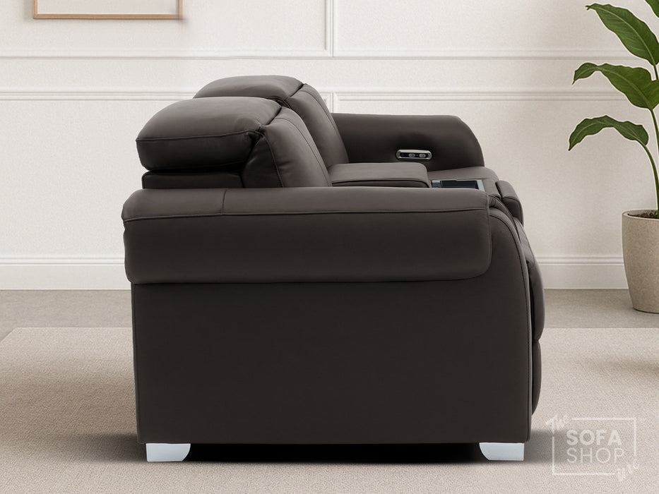 2 Seater Electric Recliner Sofa | Brown Real Leather | Turin