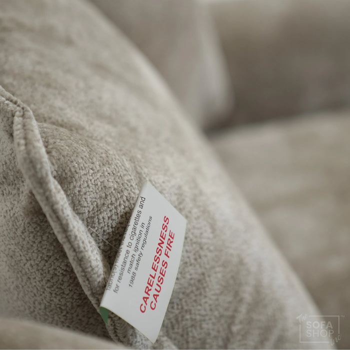 Static Beige Fabric 2 Seater Couch With Removable Cushions, Static Design | Dent On RHF Arm | Genova | SHS 26 | The Sofa Shop